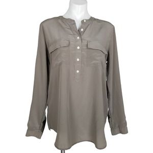 Banana Republic Silk Blouse Taupe Brown Career Size XL